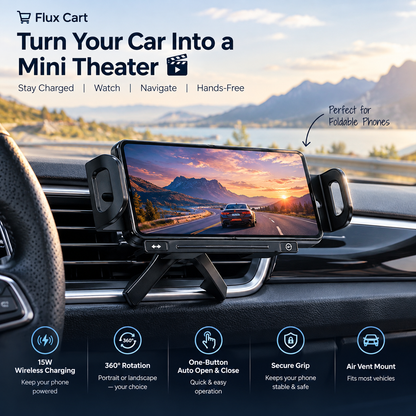 15W Wireless Car Charger Holder | Mini Theater, Drive. Charge. Enjoy.