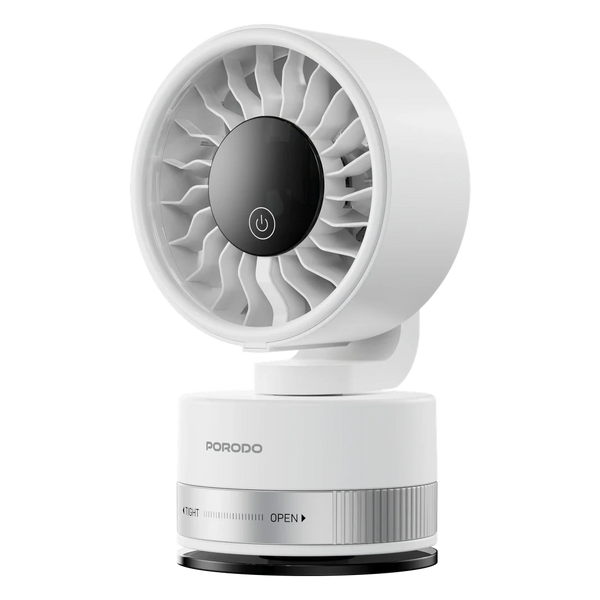 Porodo Chillo Luxe Portable Suction Cup Fan with 4000mAh Rechargeable Battery - White