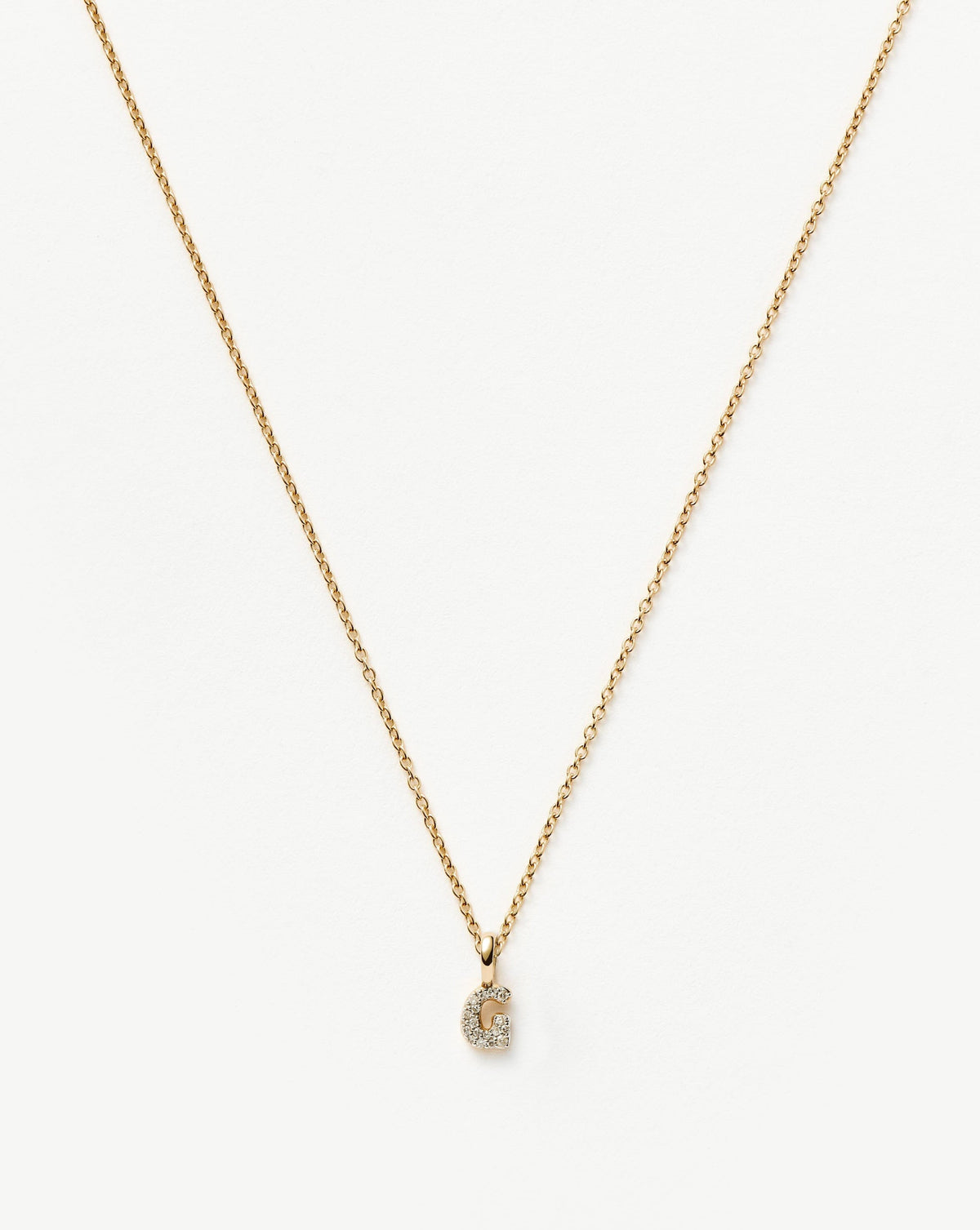 Solid Gold Diamond Initial Mini Pendant Necklace - G | 14ct Solid Yellow Gold Plated/Diamond