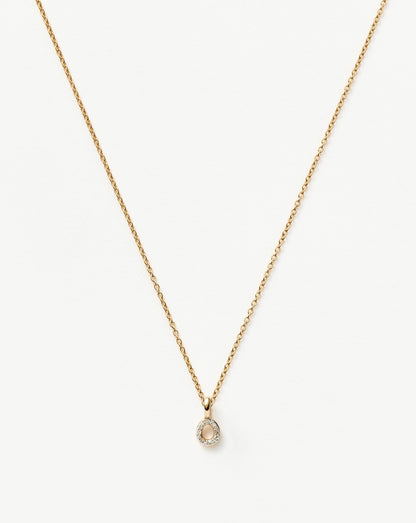 Solid Gold Diamond Initial Mini Pendant Necklace - O | 14ct Solid Yellow Gold Plated/Diamond